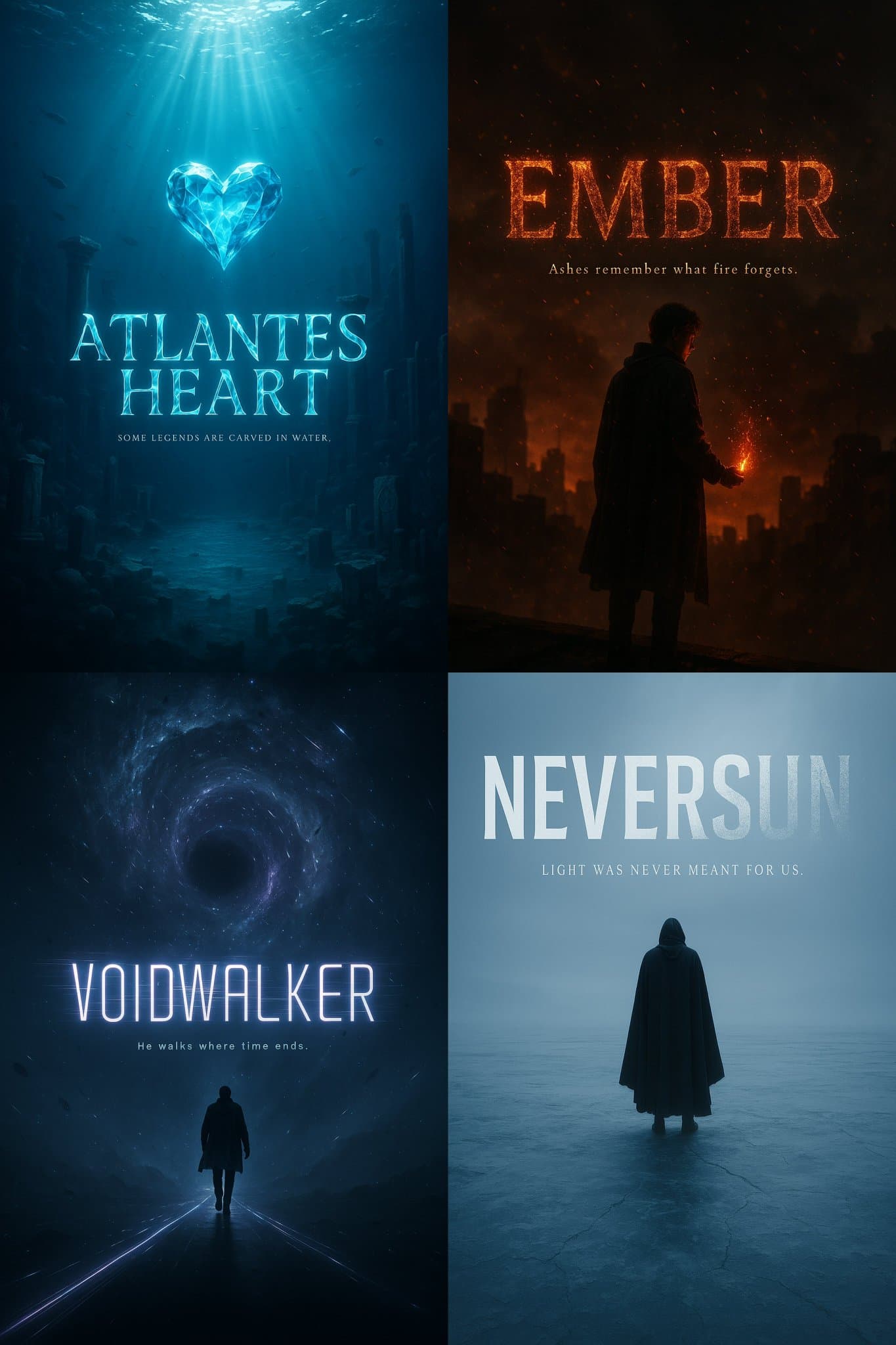 Generate realistic movie posters (landscape, logo)