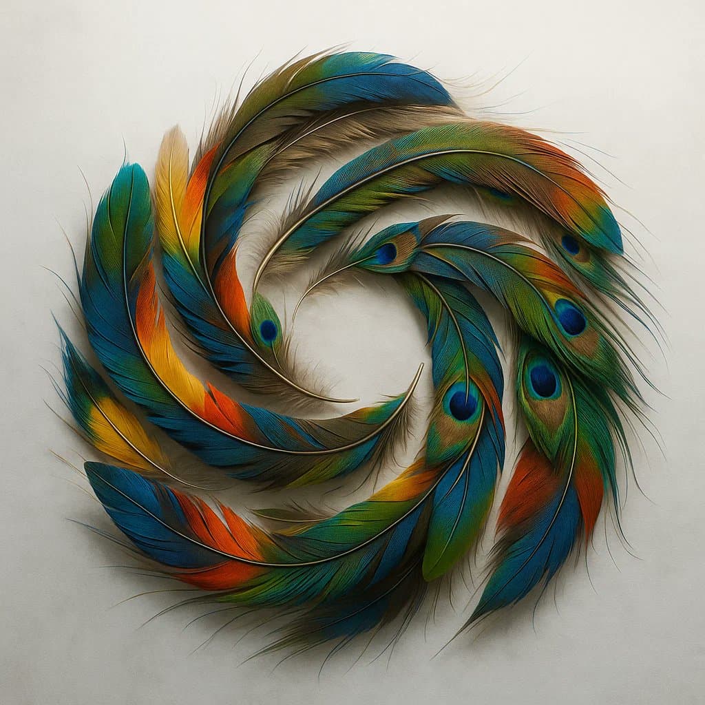 Bird feathers used to create the logo (logo, nature)
