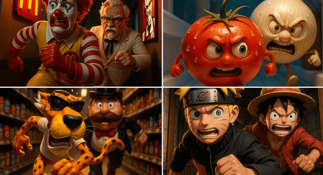 Running through a narrow corridor (cartoon, character)