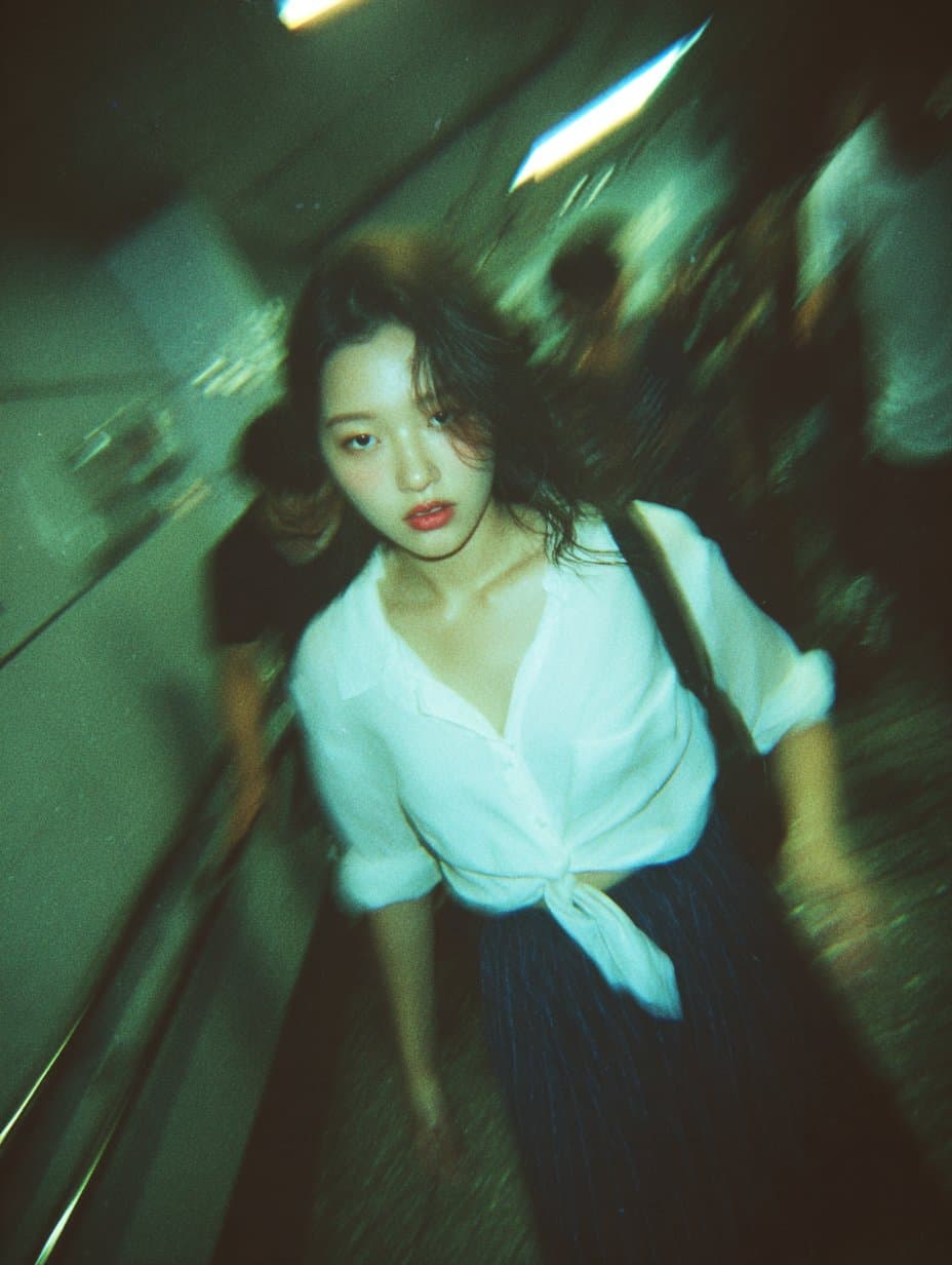 Beautiful Woman Photo in Tokyo Metro Stairwell (photography)