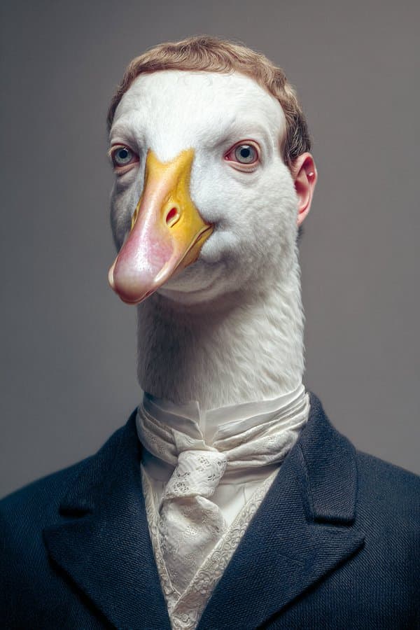 Highly detailed animal portraits featuring human subjects (animal, portrait)