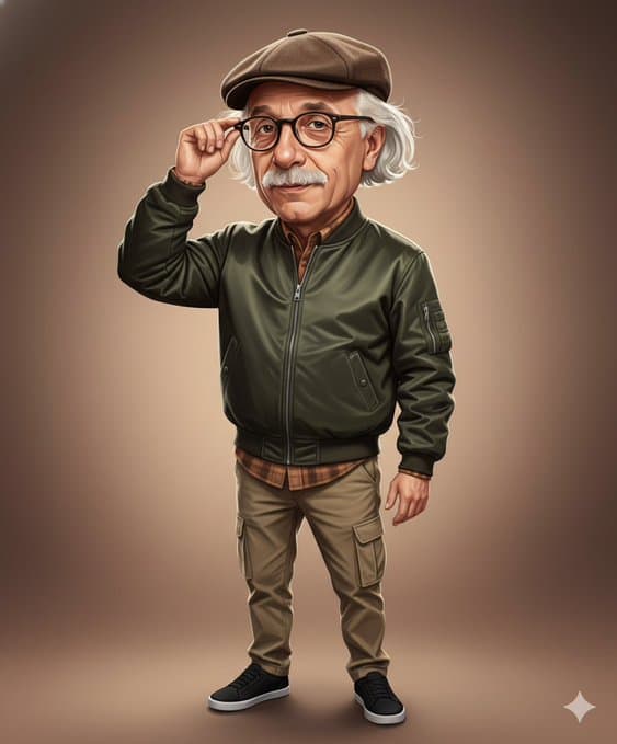 A middle-aged man digital comic (3d, character)