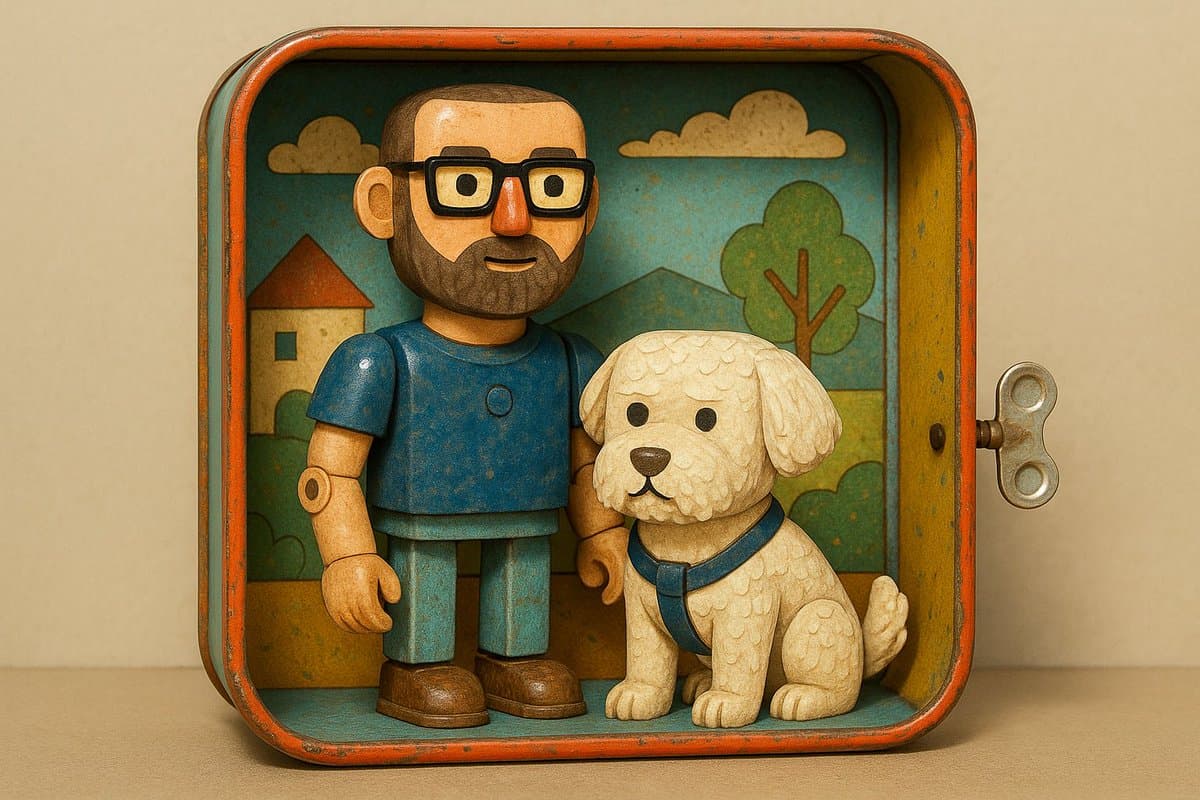 Retro tin toy diorama style (3d, character)