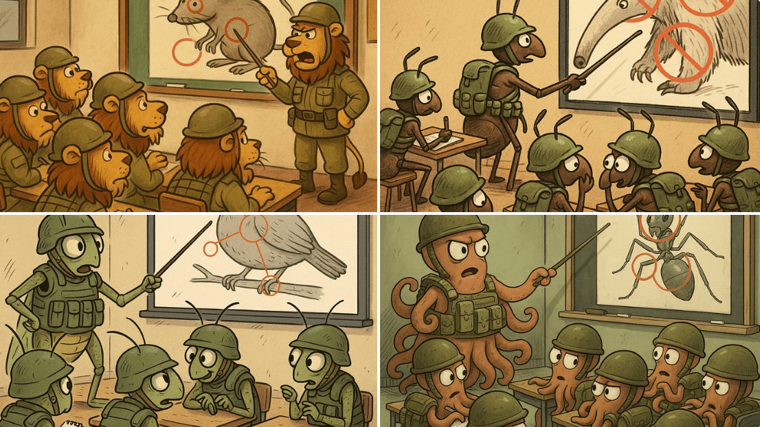 Military plan (animal, cartoon)